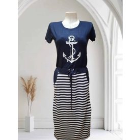   Sötétkék - fehér színű, matróz csíkos ruha ( S/M , L/XL)