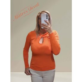   Elől keresztpántos, cseppkivágásos narancssárga színű felső