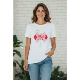 Rózsaszín, flamingó mintás póló