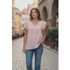 Hátán horgolt mintás, púderrózsaszín színű felső