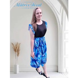 Királykék színű,  mintás egész ruha