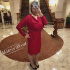 Enyhén csillogós, oldalt kötős piros színű ruha