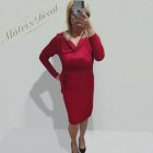 Enyhén csillogós, oldalt kötős piros színű ruha