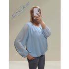 Babakék színű, muszlin anyagú felső