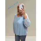 Babakék színű, muszlin anyagú felső