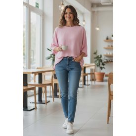   Nagyobb méretben nyomott mintás felső púderrózsaszín színben