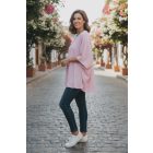 Nagyobb méretben nyomott mintás felső púderrózsaszín színben