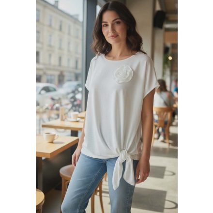 Levehető virág díszes, fehér színű felső