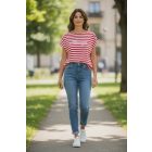 Piros - fehér színben, csíkos tunika (L, L/XL)