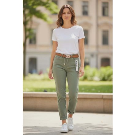 Khaki színű MOM FIT farmernadrág