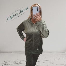   Apró kő  díszes, khaki színű szabadidő együttes 5XL/6XL