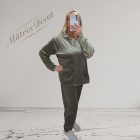 Apró kő  díszes, khaki színű szabadidő együttes 5XL/6XL