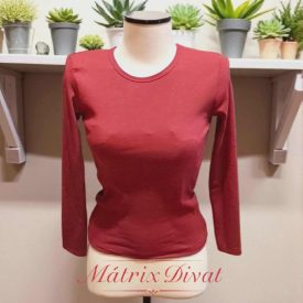 Piros színű, bordázott anyagú felső