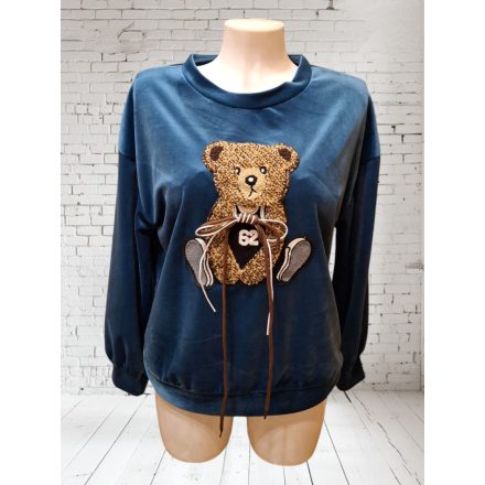 Maci mintás, petrol színű felső