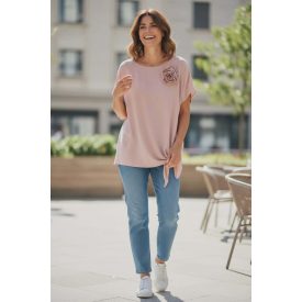 Levehető virág díszes, púderrózsaszín színű felső