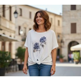 Fehér színű, ezüst virág díszes felső