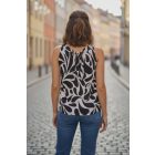 Fekete - fehér színű, mintás, nyakba kötős felső