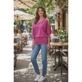 Pink színű, ujján felhasított felső