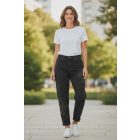 Hímzett és strassz díszes, fekete színű, MOM Fit farmernadrág