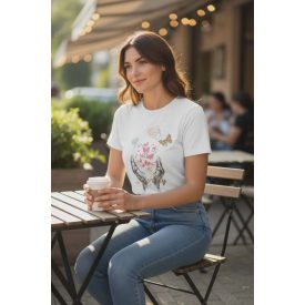   Csillogós, pillangó mintás póló, prémium mintás anyagból