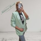 Zsálya színű, húzott, 3/4-es  ujjú blézer